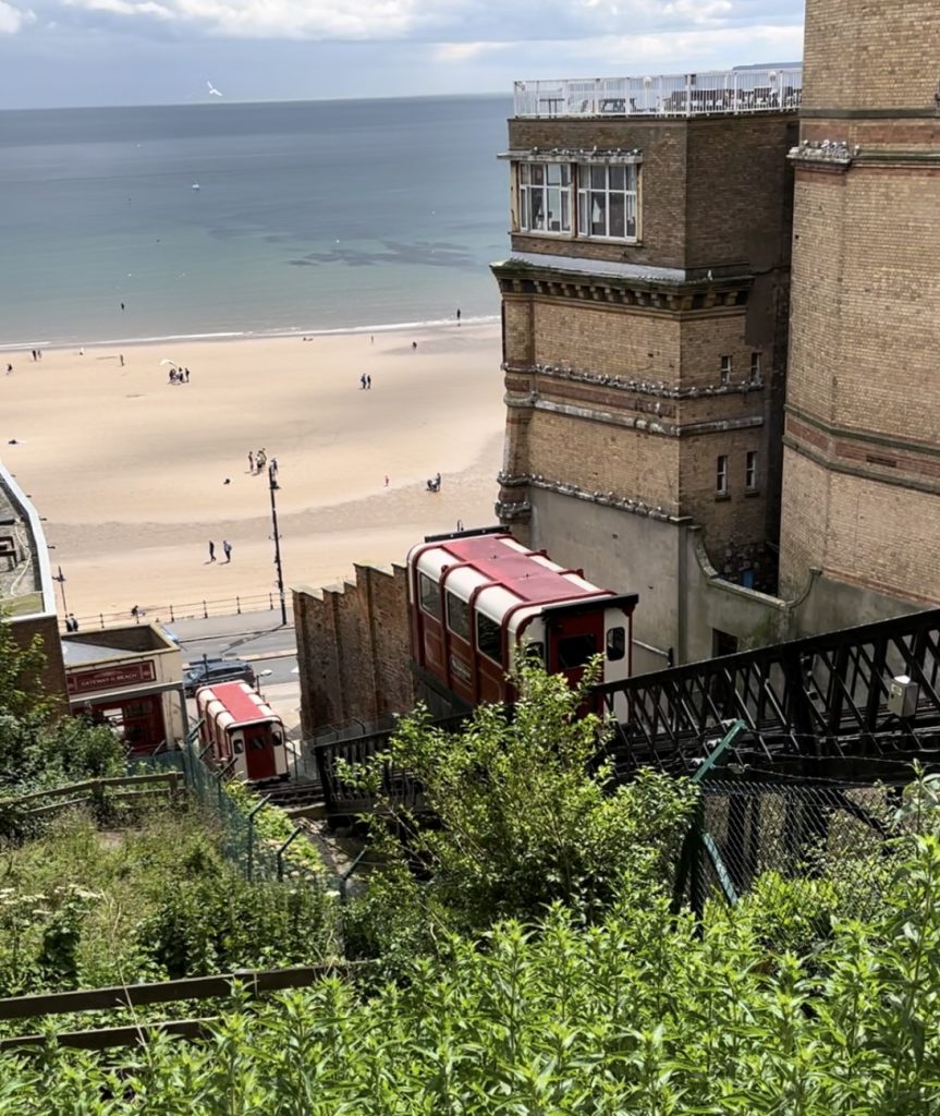 Tram taking people to the beach